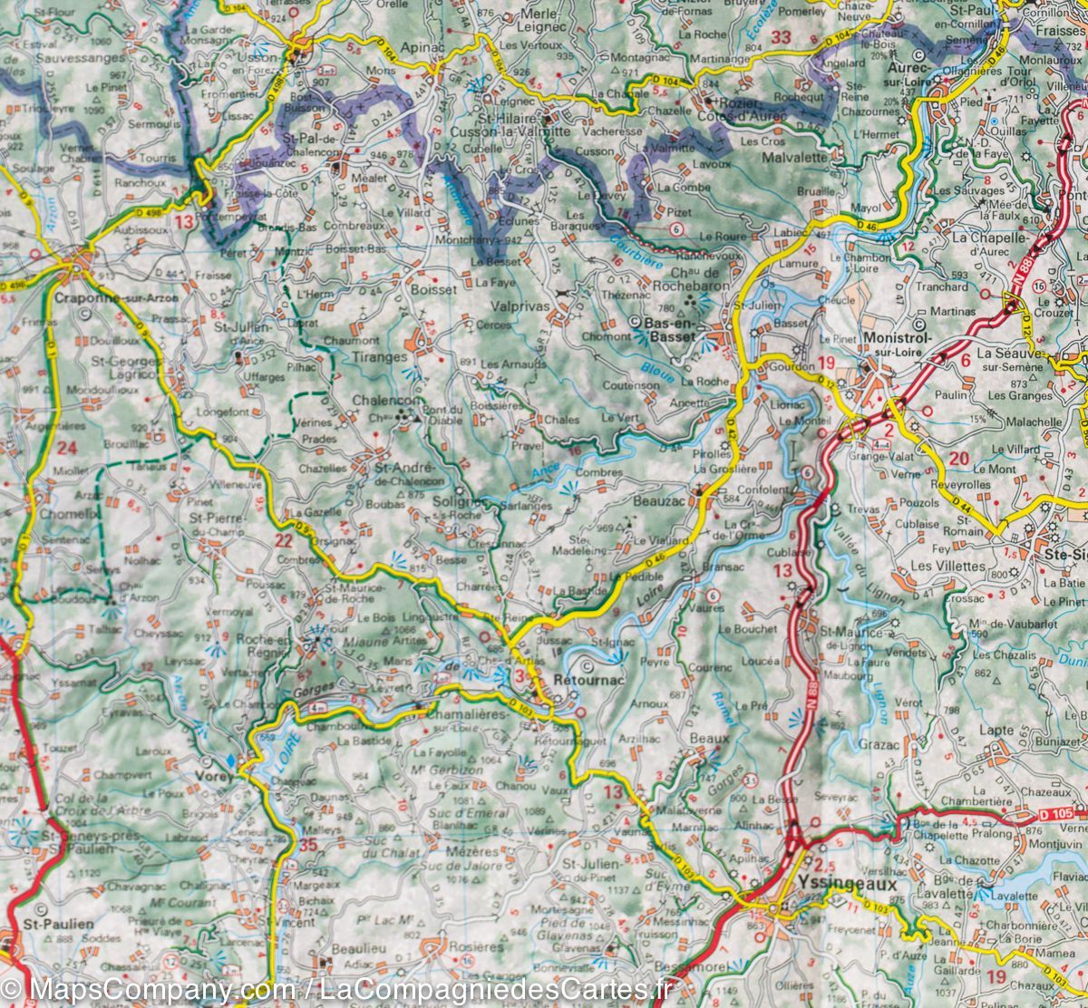 Carte départementale n° 327 - Loire & Rhône | Michelin carte routière Michelin