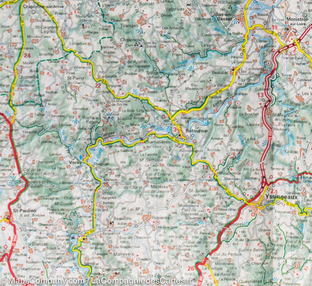 Carte départementale n° 327 - Loire & Rhône | Michelin carte routière Michelin