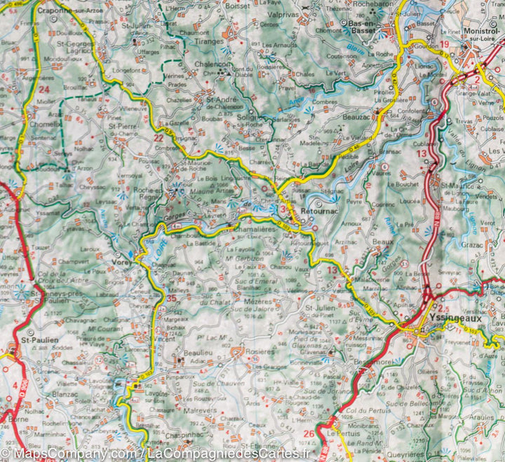 Carte départementale n° 327 - Loire & Rhône | Michelin carte pliée Michelin 