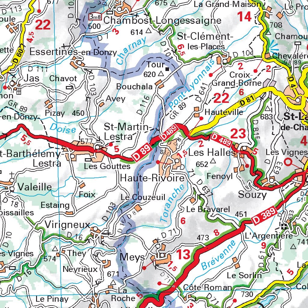 Carte départementale n° 327 - Loire & Rhône | Michelin carte routière Michelin