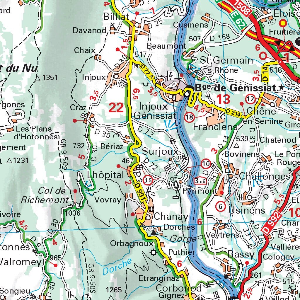 Carte départementale n° 328 - Ain & Haute-Savoie | Michelin carte routière Michelin