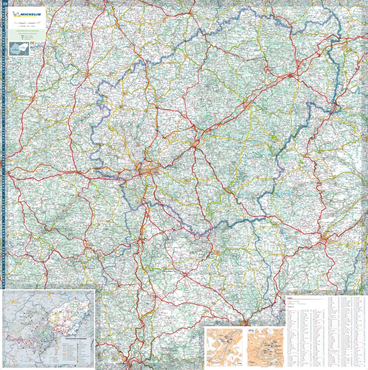 Carte départementale n° 329 - Corrèze & Dordogne | Michelin carte routière Michelin