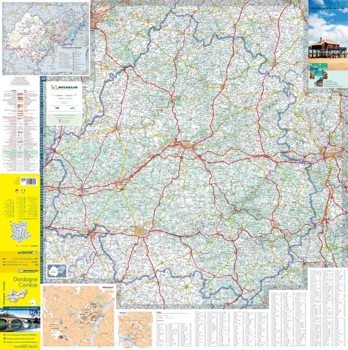 Carte départementale n° 329 - Corrèze & Dordogne | Michelin carte routière Michelin