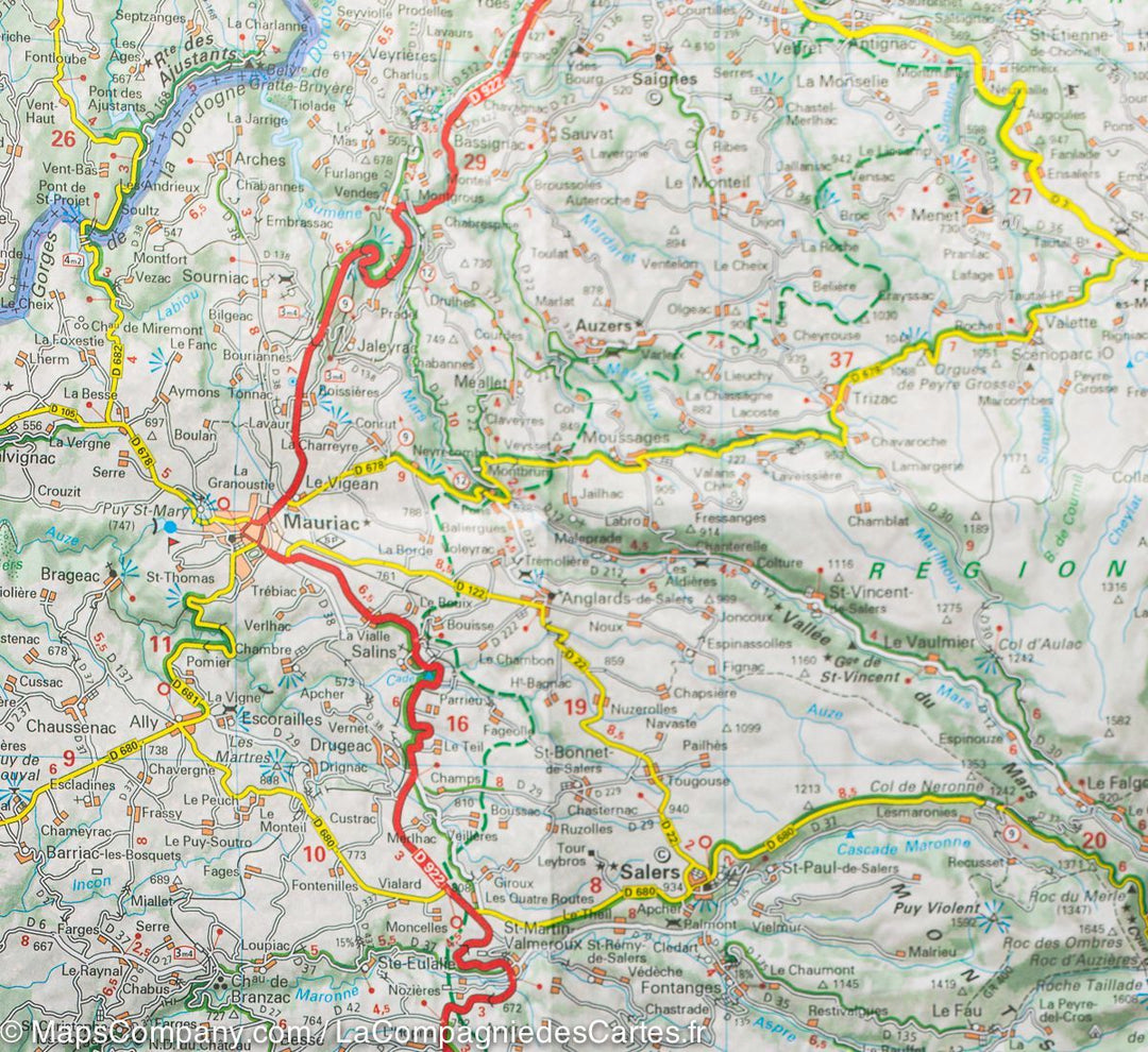 Carte départementale n° 330 - Cantal & Lozère | Michelin carte pliée Michelin 
