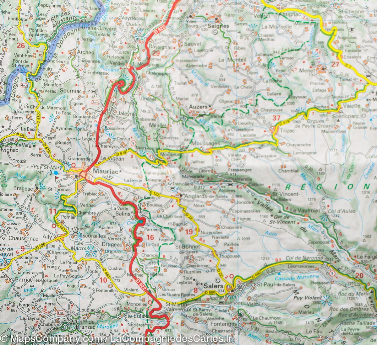 Carte départementale n° 330 - Cantal & Lozère | Michelin carte routière Michelin