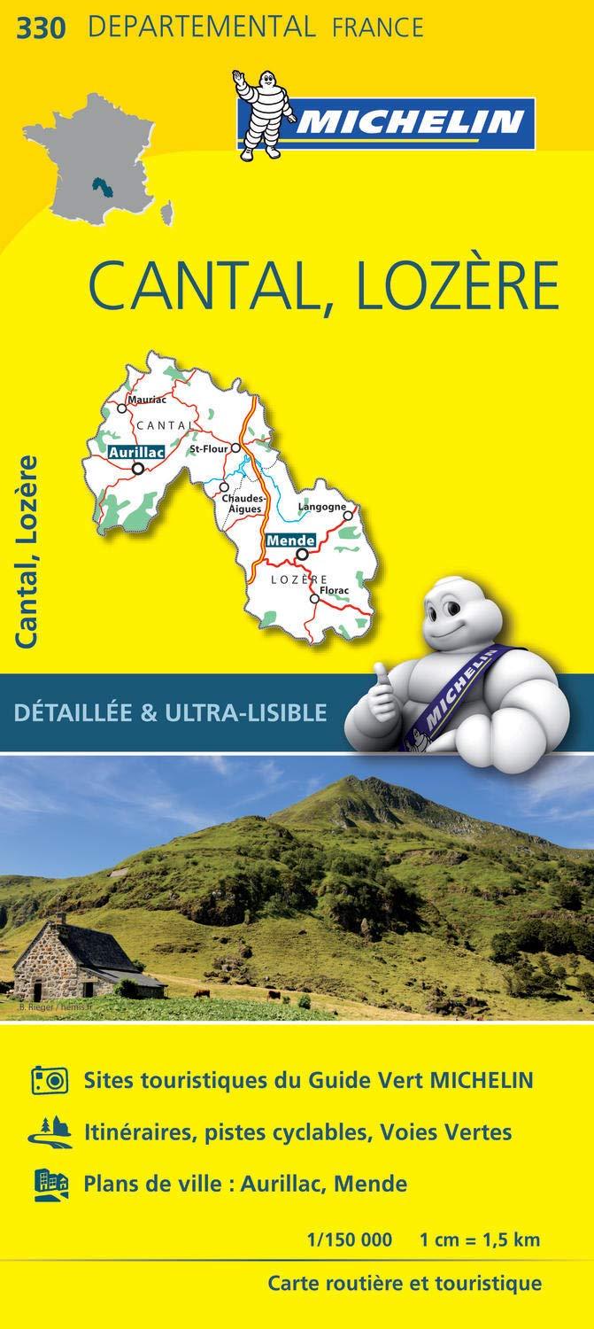 Carte départementale n° 330 - Cantal & Lozère | Michelin carte pliée Michelin 