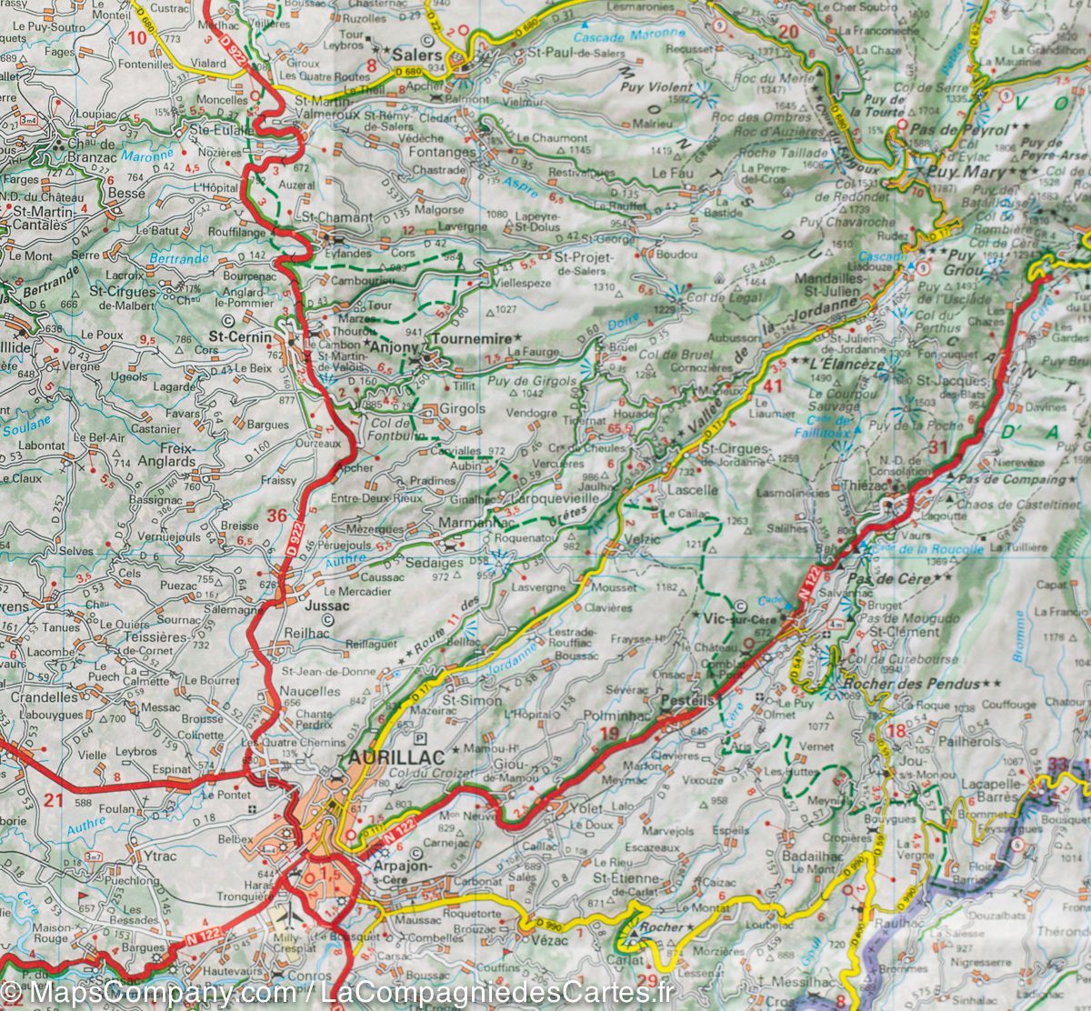 Carte départementale n° 330 - Cantal & Lozère | Michelin carte routière Michelin