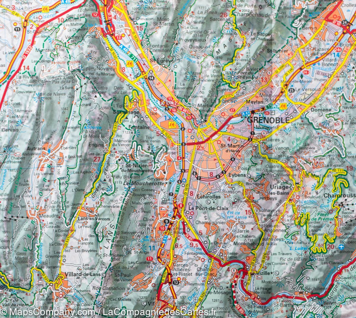 Carte départementale n° 333 - Isère & Savoie | Michelin carte routière Michelin