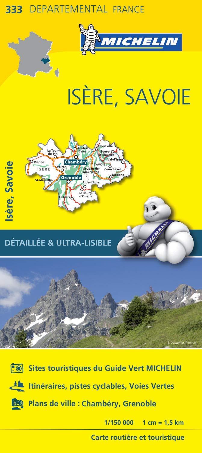 Carte départementale n° 333 - Isère & Savoie | Michelin carte routière Michelin