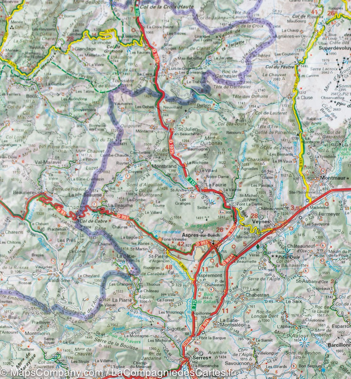 Carte départementale n° 334 - Alpes-de-Haute-Provence & Hautes-Alpes | Michelin carte pliée Michelin 