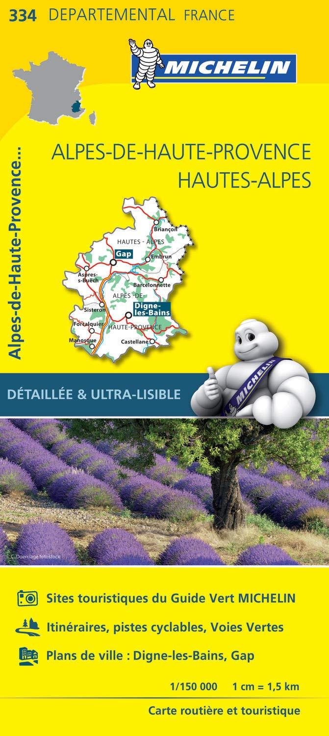 Carte départementale n° 334 - Alpes-de-Haute-Provence & Hautes-Alpes | Michelin carte pliée Michelin 