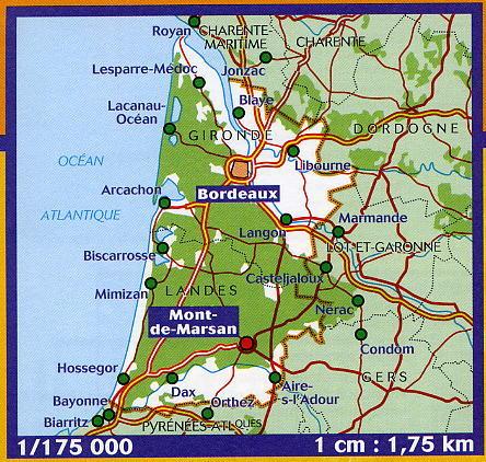 Carte départementale n° 335 - Gironde & Landes | Michelin carte routière Michelin