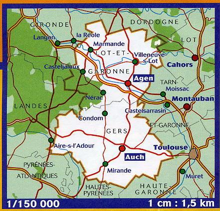Carte départementale n° 336 - Gers & Lot-et-Garonne | Michelin carte pliée Michelin 