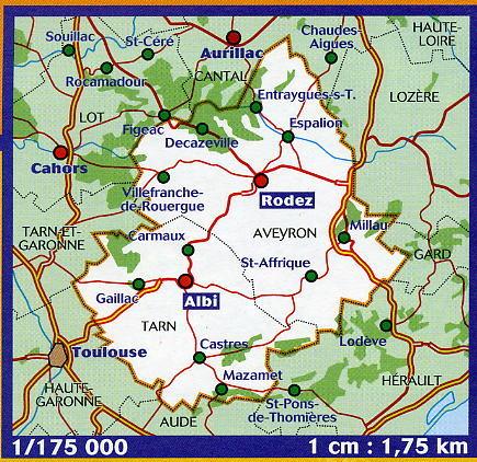 Carte départementale n° 338 - Aveyron & Tarn | Michelin carte routière Michelin