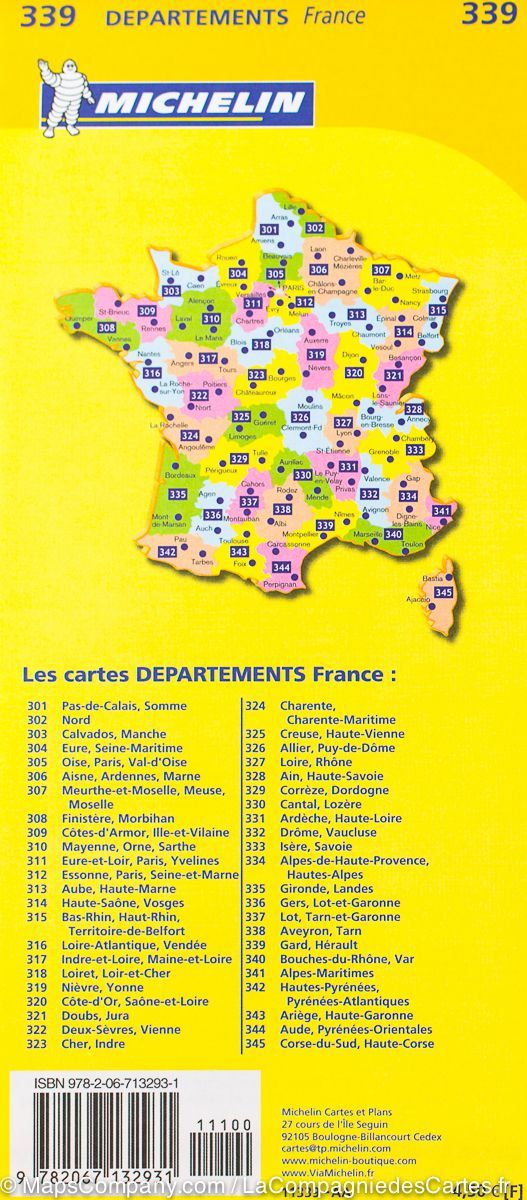 Carte départementale n° 339 - Gard & Hérault | Michelin carte routière Michelin