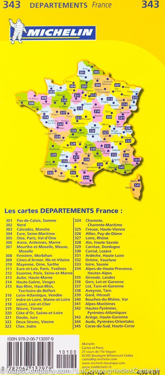 Carte départementale n° 340 - Bouches-du-Rhône & Var | Michelin carte pliée Michelin 