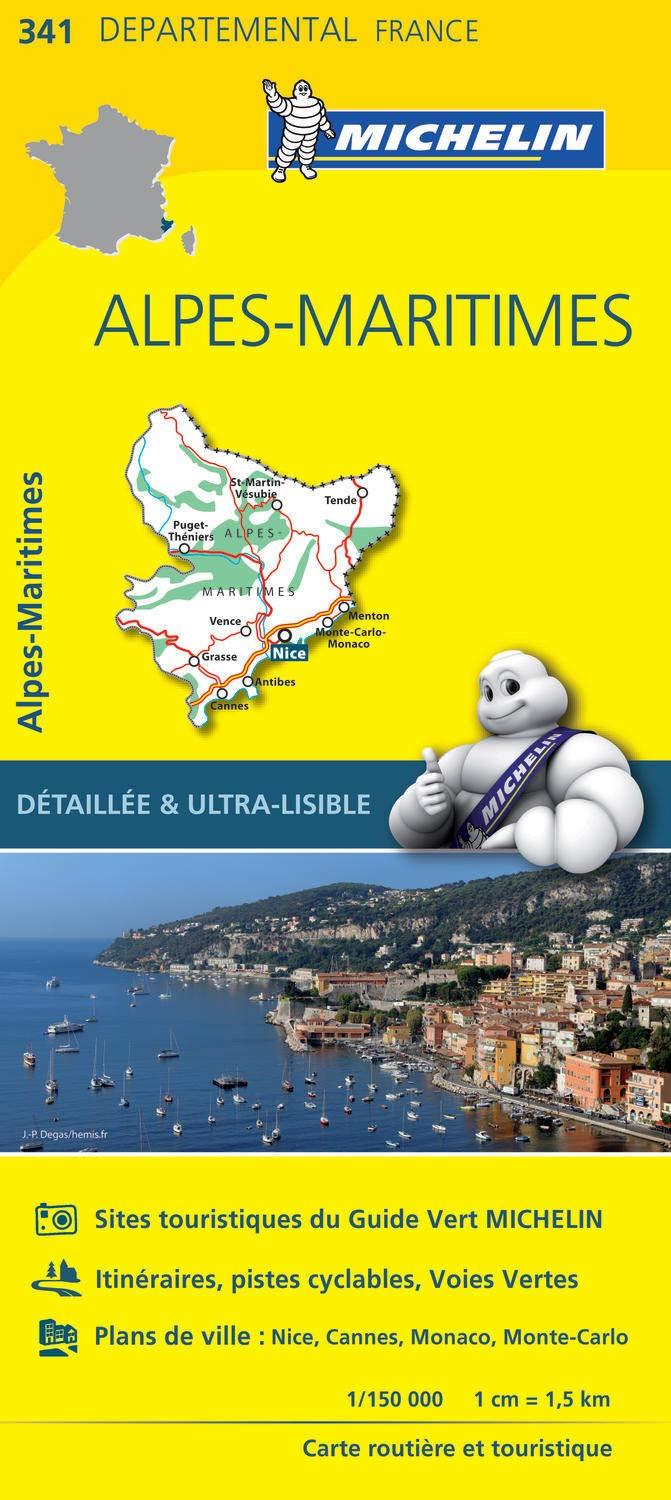 Carte départementale n° 341 - Alpes-Maritimes | Michelin carte routière Michelin