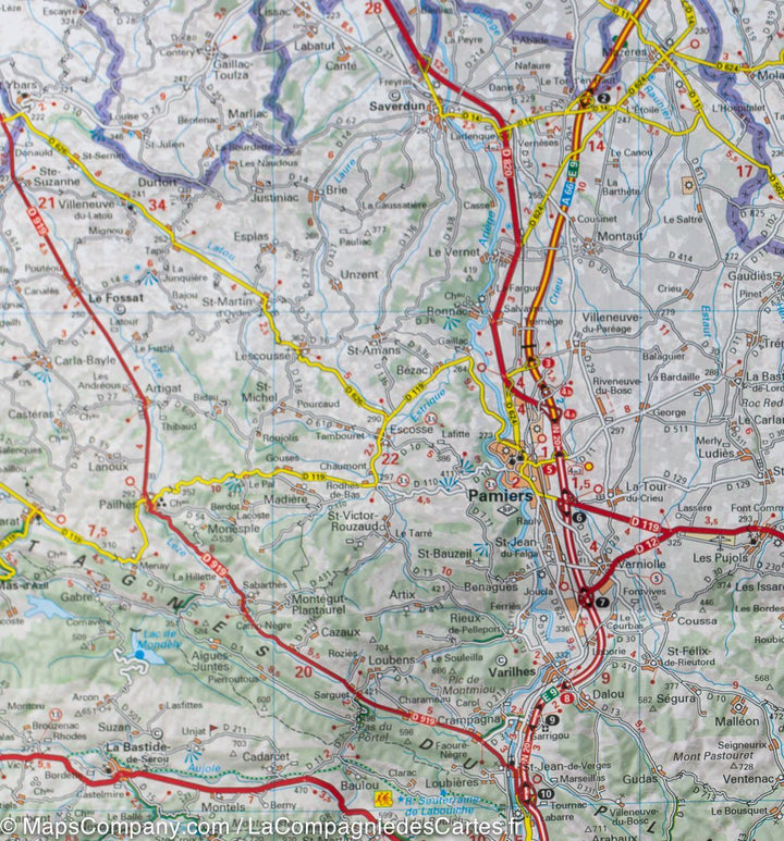 Carte départementale n° 343 - Ariège, Haute-Garonne | Michelin carte pliée Michelin 