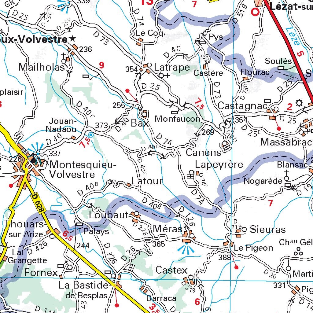 Carte départementale n° 343 - Ariège, Haute-Garonne | Michelin carte routière Michelin