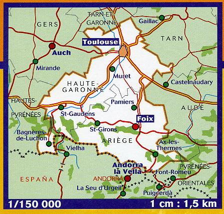 Carte départementale n° 343 - Ariège, Haute-Garonne | Michelin carte routière Michelin