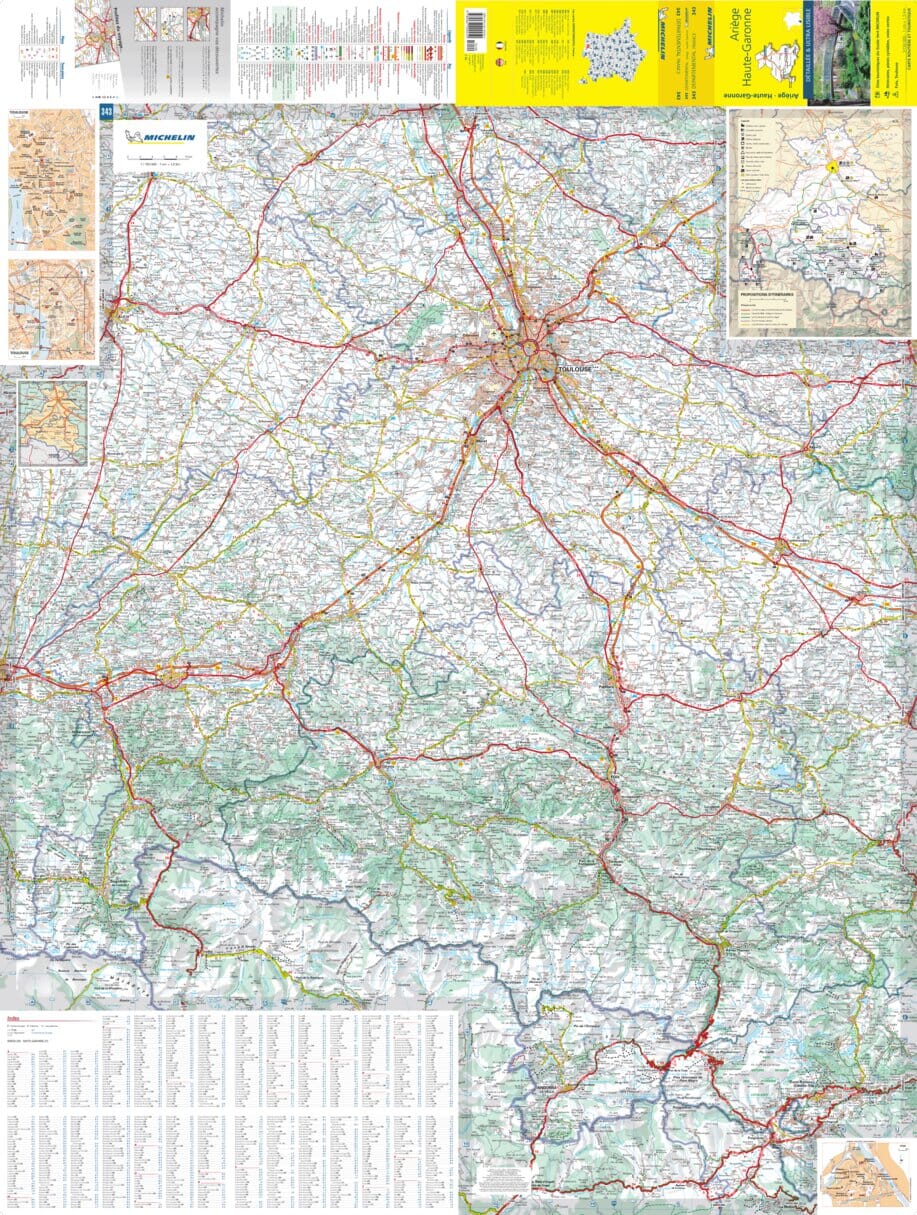 Carte départementale n° 343 - Ariège, Haute-Garonne | Michelin carte routière Michelin
