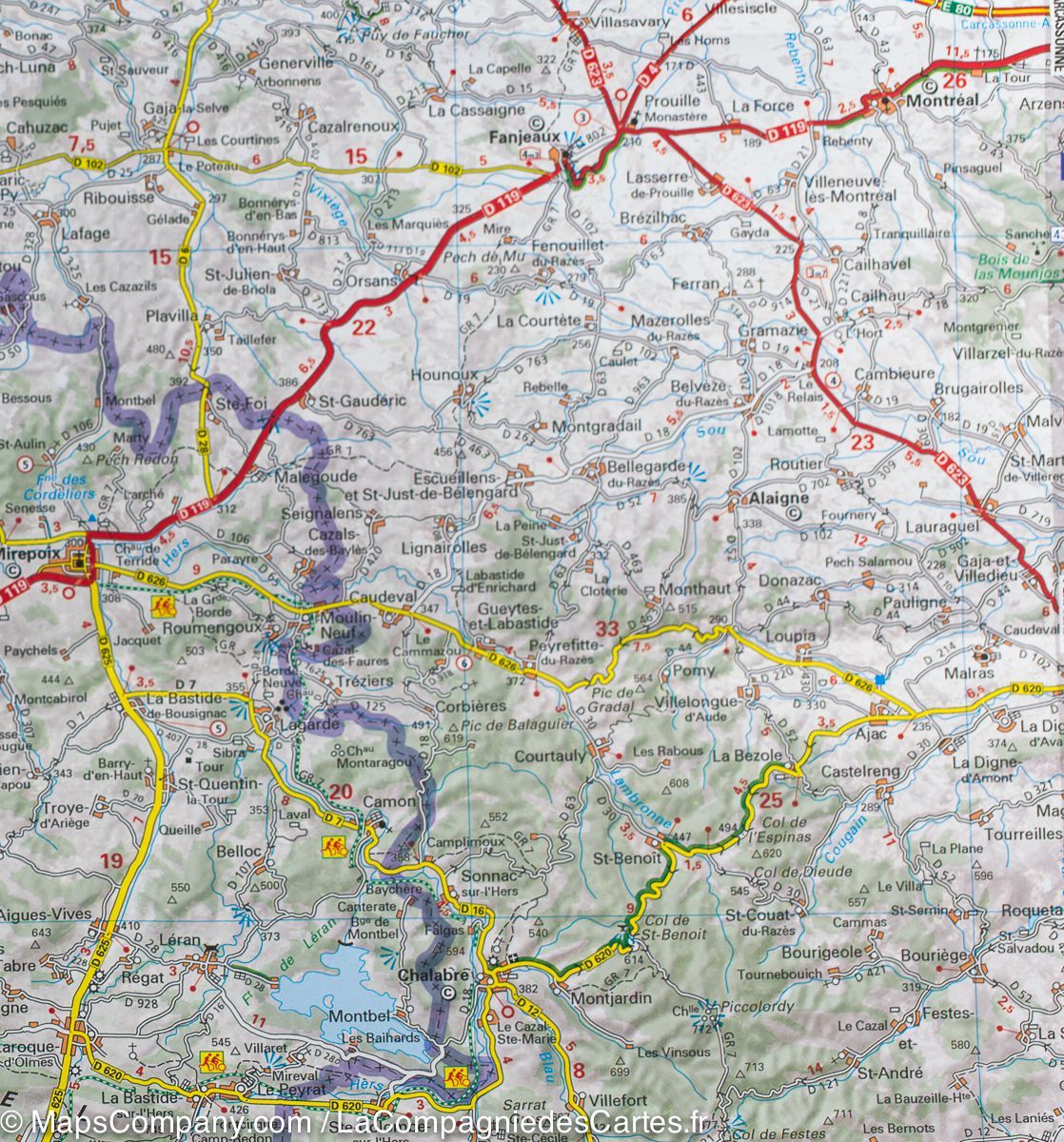 Carte départementale n° 343 - Ariège, Haute-Garonne | Michelin carte routière Michelin