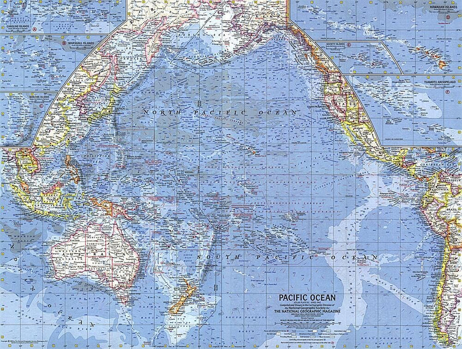 1962 Pacific Islands Map Wall Map 