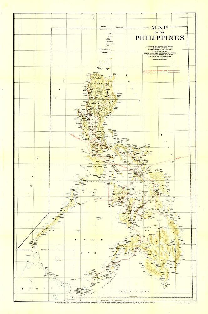 Carte des Philippines de 1905 carte murale roulée (en tube) National Geographic Historic POD Default Title
