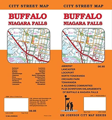 Carte des rues de Buffalo / Niagara Falls, New York | GM Johnson plan de ville GM Johnson