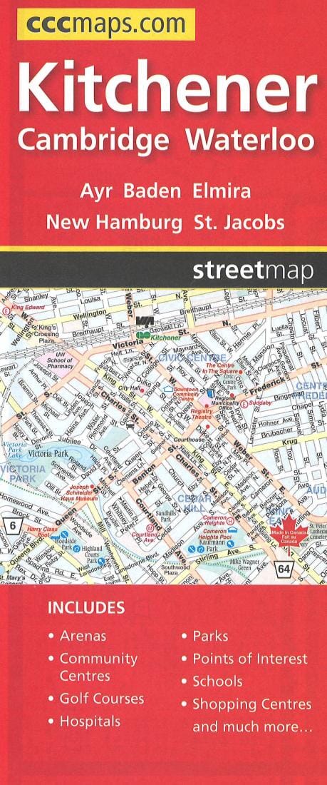 Carte des rues de Kitchener, Cambridge et Waterloo | MapArt plan de ville Canadian Cartographics Corporation