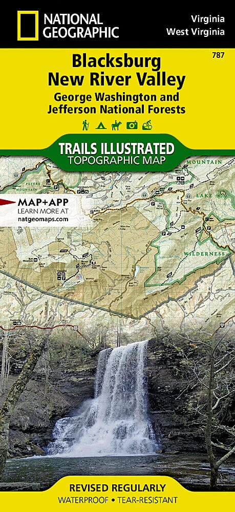 Carte des sentiers de Blacksburg, New River Valley et Jefferson National Forest (Virginie), # 787 | National Geographic carte pliée National Geographic 