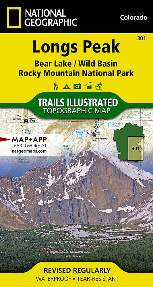 Carte de randonnée n° 301 - Longs Peak, Bear Lake, Rocky Mountain National Park (Colorado) | National Geographic carte de randonnée National Geographic