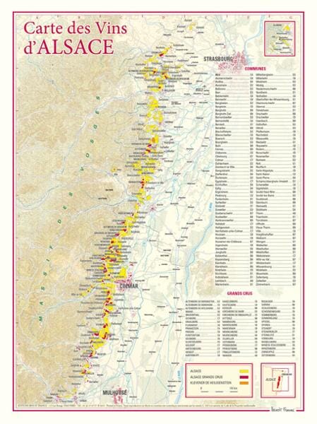 Carte des vins d'Alsace | Benoit France carte murale livrée à plat Benoit France Default Title