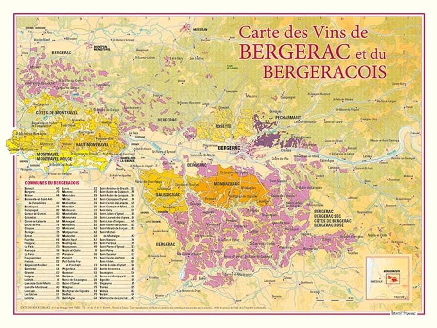 Carte des vins de Bergerac et du Bergeracois | Benoit France carte routière Benoit France Default Title