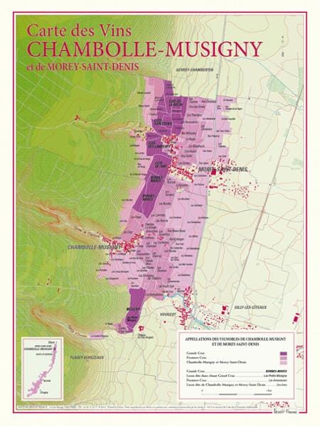 Carte des vins de Chambolle-Musigny | Benoit France carte murale livrée à plat Benoit France Default Title
