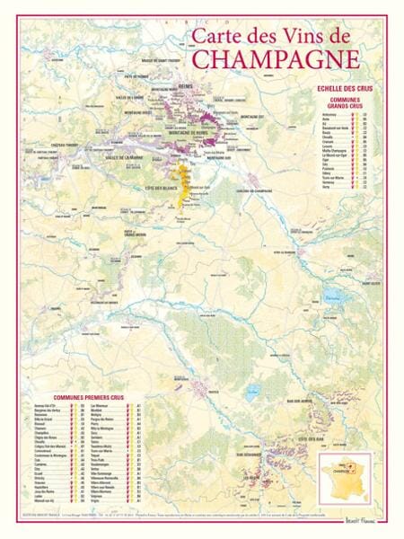 Carte des vins de Champagne | Benoit France carte murale livrée à plat Benoit France Default Title