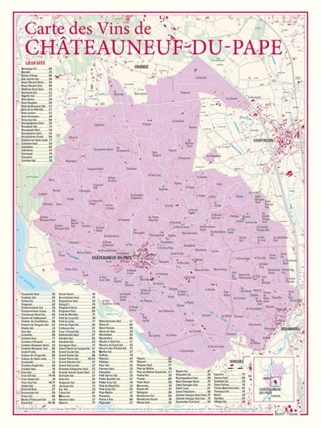Carte des vins de Châteauneuf-du-Pape carte pliée BENOIT FRANCE 