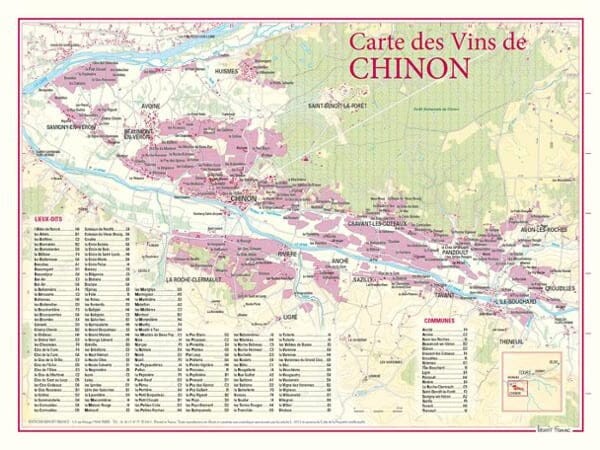 Carte des vins de Chinon | Benoit France carte murale livrée à plat Benoit France Default Title