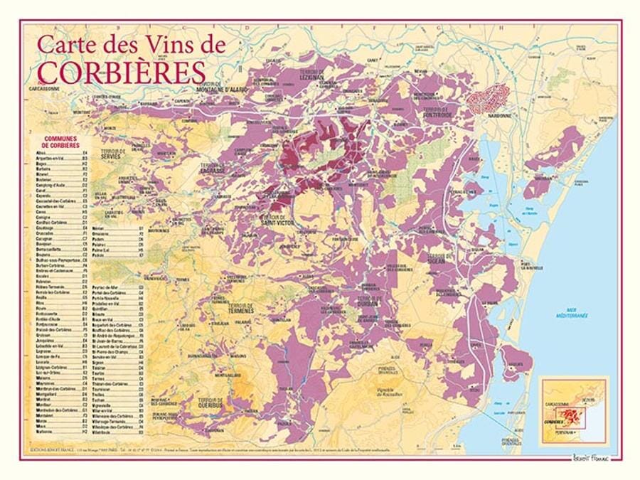 Carte des vins de Corbières | Benoit France carte routière Benoit France Default Title