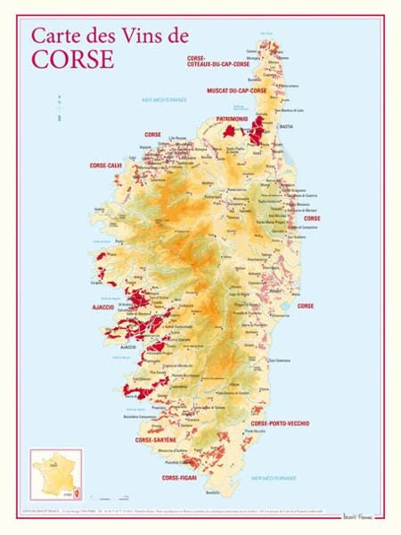 Carte des vins de Corse | Benoit France carte murale livrée à plat Benoit France Default Title