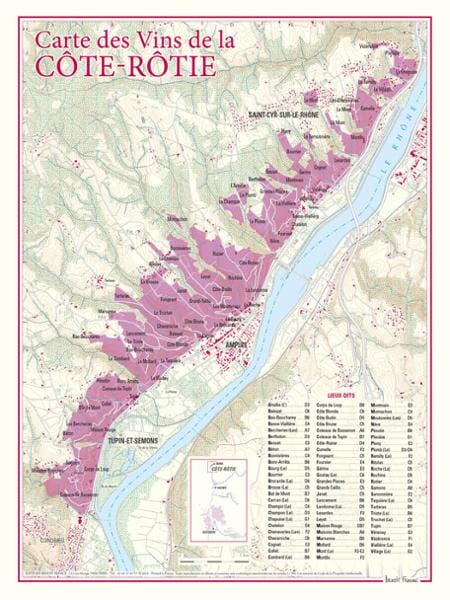 Carte des vins de Côte-Rôti | Benoit France carte murale livrée à plat Benoit France Default Title