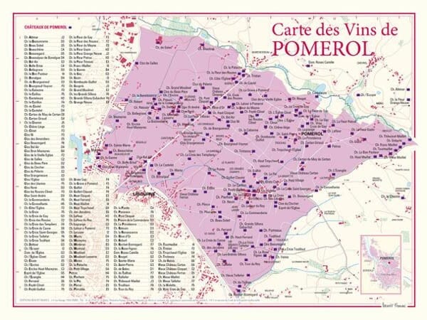 Carte des vins de Pomerol | Benoit France carte murale livrée à plat Benoit France Default Title