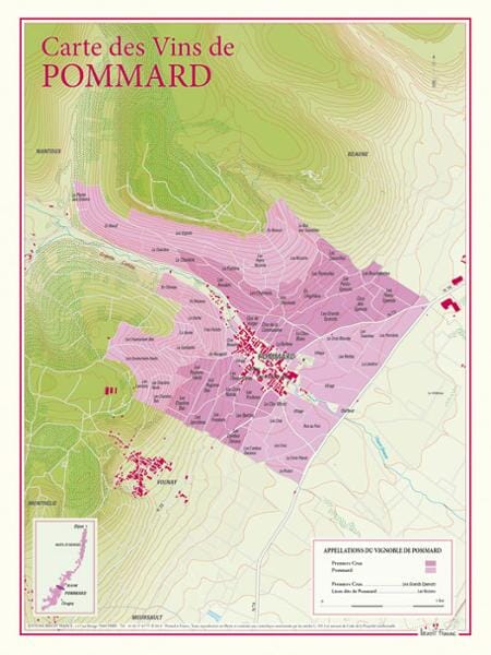 Carte des vins de Pommard | Benoit France carte murale livrée à plat Benoit France Default Title