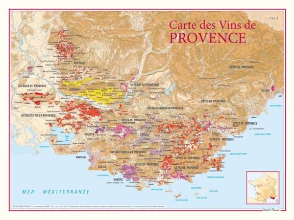 Carte des vins de Provence | Benoit France carte murale livrée à plat Benoit France Default Title