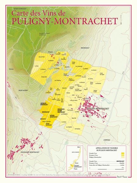 Carte des vins de Puligny-Montrachet | Benoit France carte murale livrée à plat Benoit France Default Title