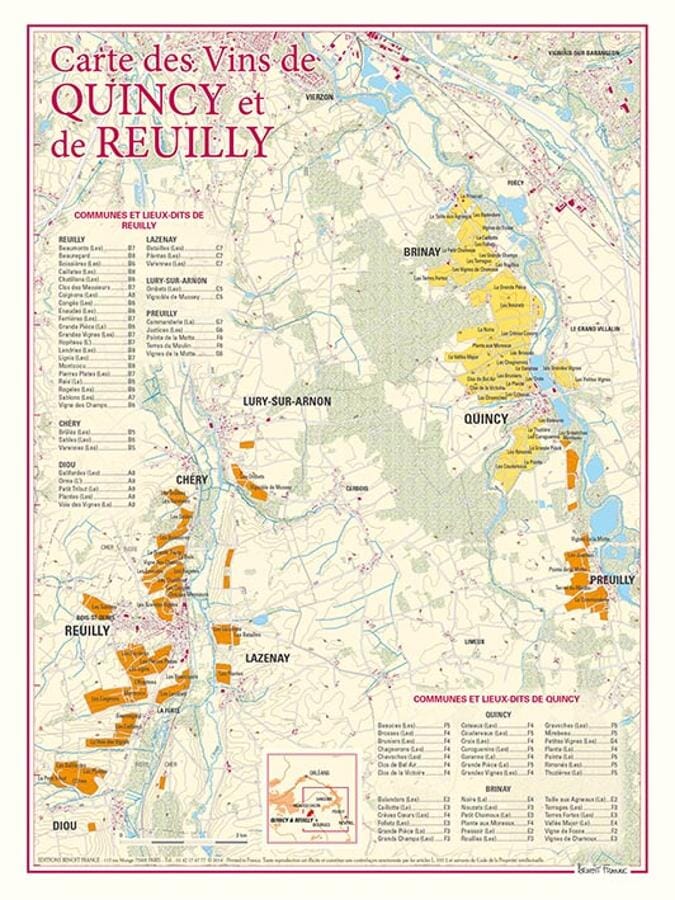 Carte des vins de Quincy et de Reuilly | Benoit France carte routière Benoit France Default Title
