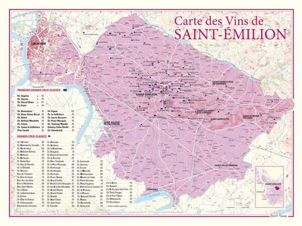Carte des vins de Saint-Emilion | Benoit France carte murale livrée à plat Benoit France Default Title