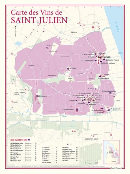 Carte des vins de Saint-Julien | Benoit France carte murale livrée à plat Benoit France Default Title