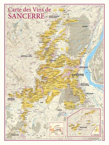 Carte des vins de Sancerre carte pliée BENOIT FRANCE 