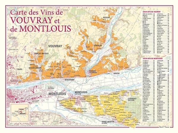 Carte des vins de Vouvray et de Montlouis | Benoit France carte murale livrée à plat Benoit France Default Title